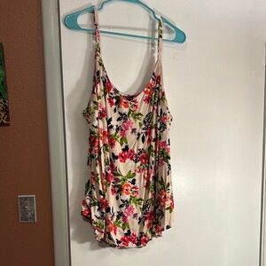Torrid Floral Camisole with Pink and Green Accents